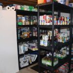 Pantry with food on shelves