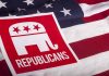 Republican symbol on American flag background