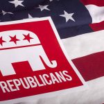 Republican symbol on American flag background