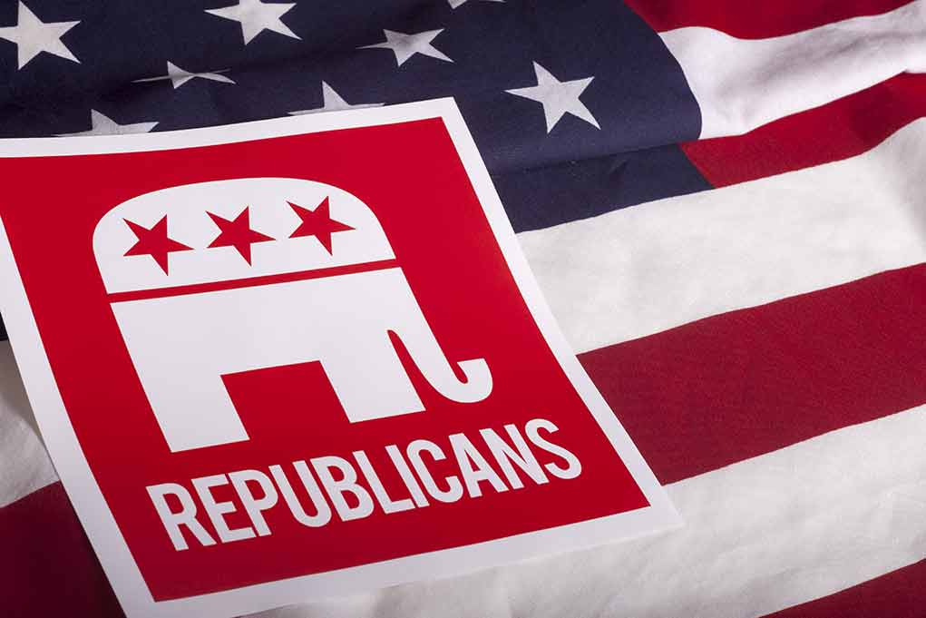 Republican symbol on American flag background