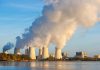 Nuclear power plant cooling towers emitting steam