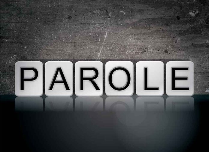 Blocks spelling PAROLE on grungy background.