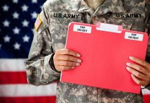 U.S. Army soldier holds a "Top Secret" folder.