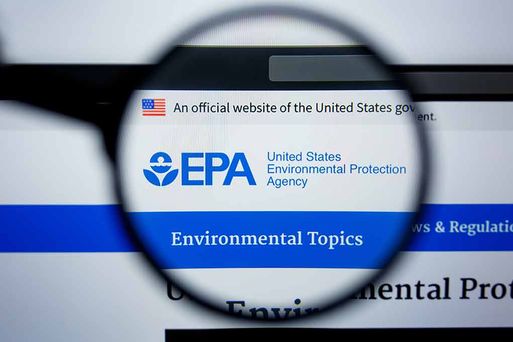 Magnifying glass over US Environmental Protection Agency website