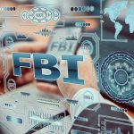 FBI logo surrounded by digital network graphics